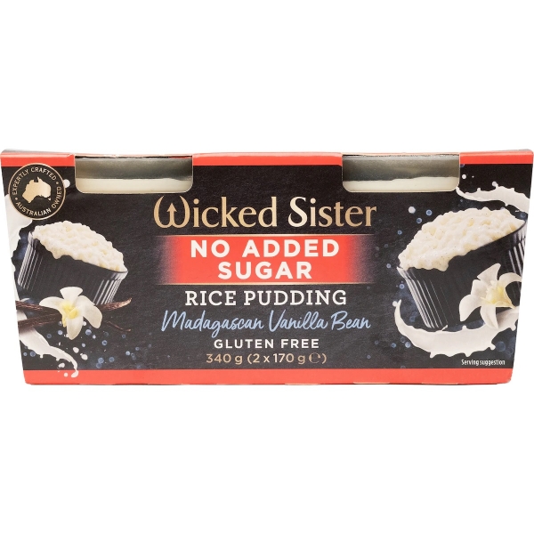 Wicked Sister Rice Pudding Vanilla Bean No Added Sugar 2 x 170g