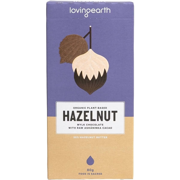 Loving Earth Organic Hazelnut Mylk Chocolate Bar 80g