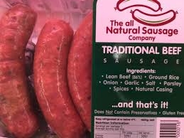 The All Natural Company Traditional Beef Sausages 465g