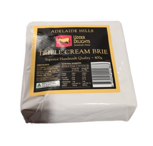 Udder Delights Triple Cream Brie Half Brick 400g