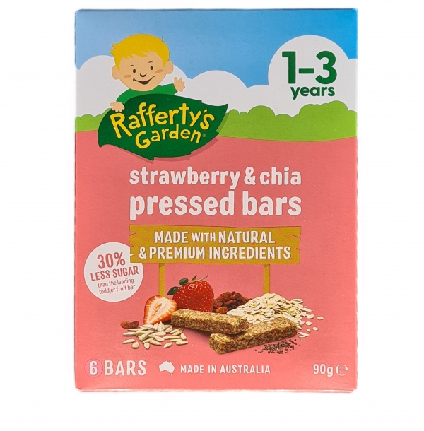 Rafferty's Garden Pressed Bars Strawberry & Chia 6 Pack 90g