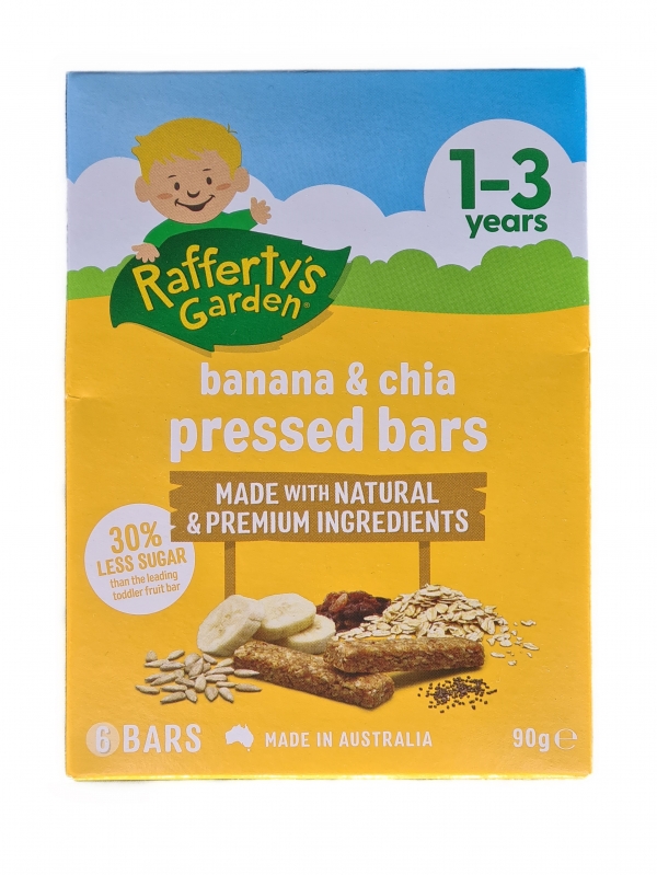 Rafferty's Garden Pressed Bars Banana & Chia 6 Pack 90g