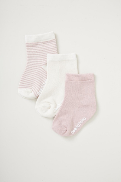 Boody Socks 3-6 Months Chalk/Rose 3 Pack