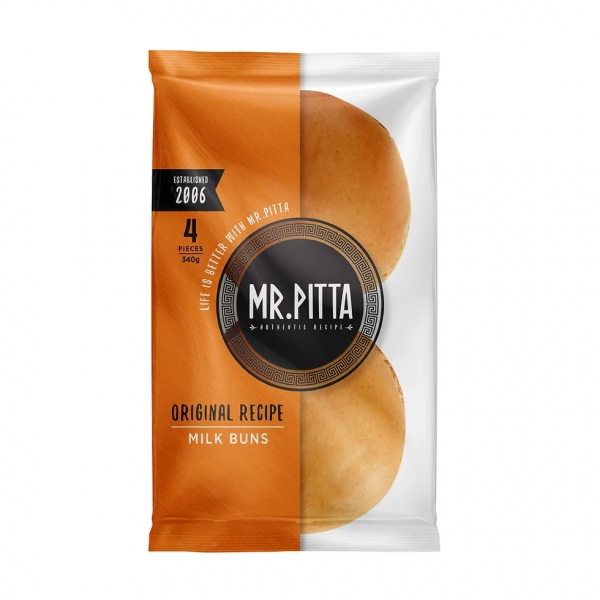 Mr Pitta Milk Buns 4 Pack 340g