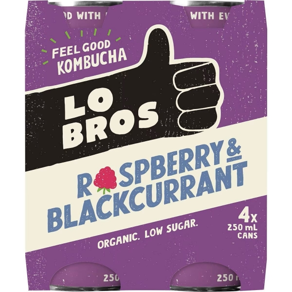 Lo Bros Kombucha Raspberry & Blackcurrant 4 x 250ml