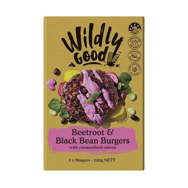 Wildly Good Burgers Beetroot & Black Bean 2 Pack 220g