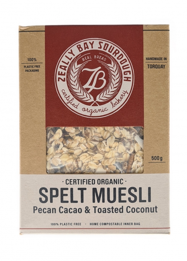 Zeally Bay Organic Spelt Muesli Pecan, Cacao & Toasted Coconut 500g