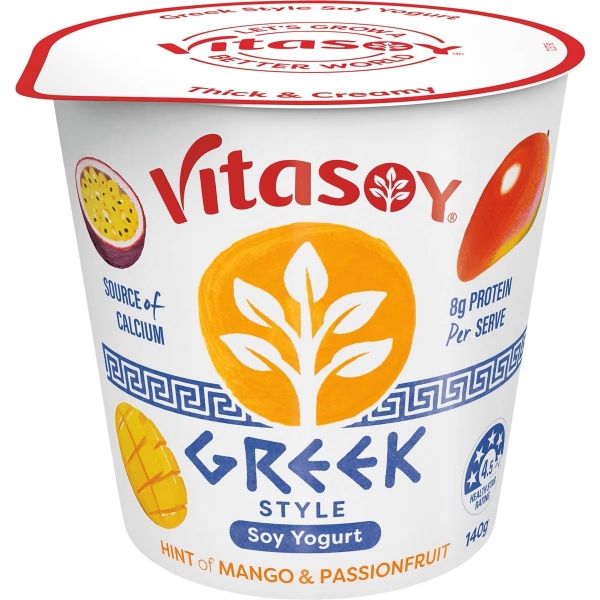 Vitasoy Greek Style Soy Yoghurt Mango & Passionfruit 140g