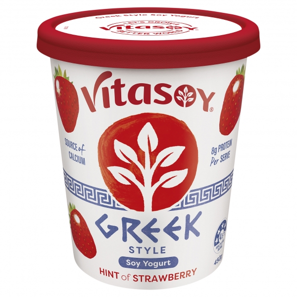 Vitasoy Greek Style Soy Yoghurt Strawberry 450g