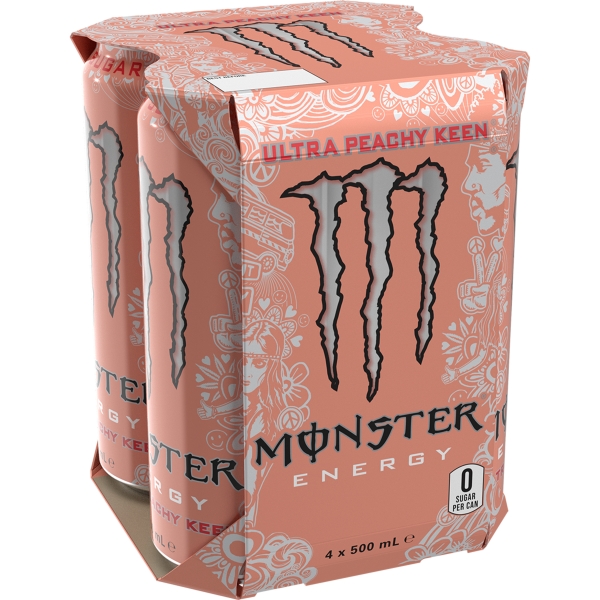 Monster Energy Drink Ultra Peachy Keen 4 x 500ml