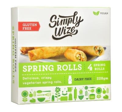 Simply Wize Spring Rolls Gluten Free 4 Pack 228g