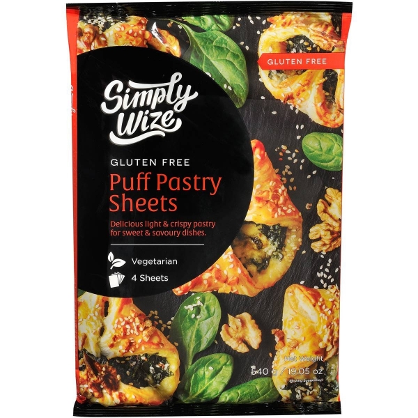 Simply Wize Puff Pastry Gluten Free 4 Sheets 540g