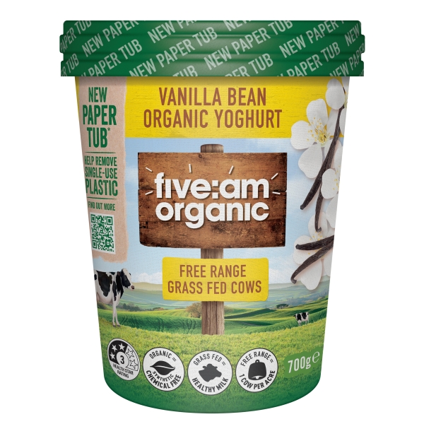 five:am Organic Yoghurt Vanilla Bean 700g