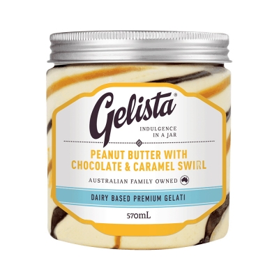 Gelista Peanut Butter With Chocolate & Caramel Swirl 570ml