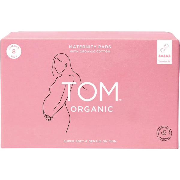 Tom Organic Maternity Pads Wingless 8 Pack