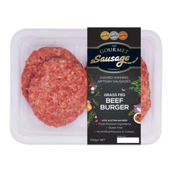 Gourmet Sausage Co Grass Fed Beef Burgers 4 Pack 500g