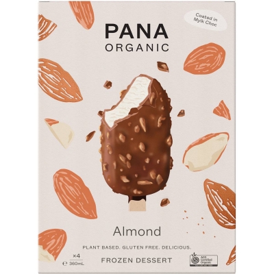 Pana Organic Frozen Dessert Sticks Almond 4 Pack 360ml