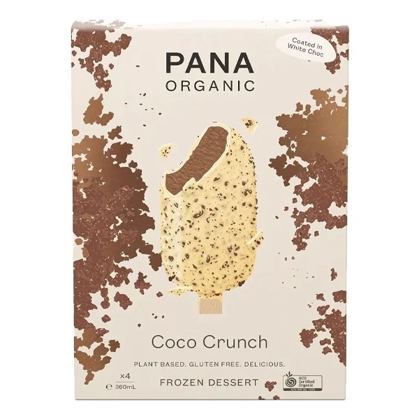 Pana Organic Frozen Dessert Sticks Coco Crunch 4 Pack 360ml