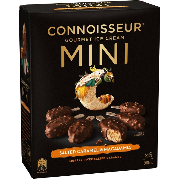 Connoisseur Ice Cream Minis Salted Caramel & Macadamia 6 Pack 360ml