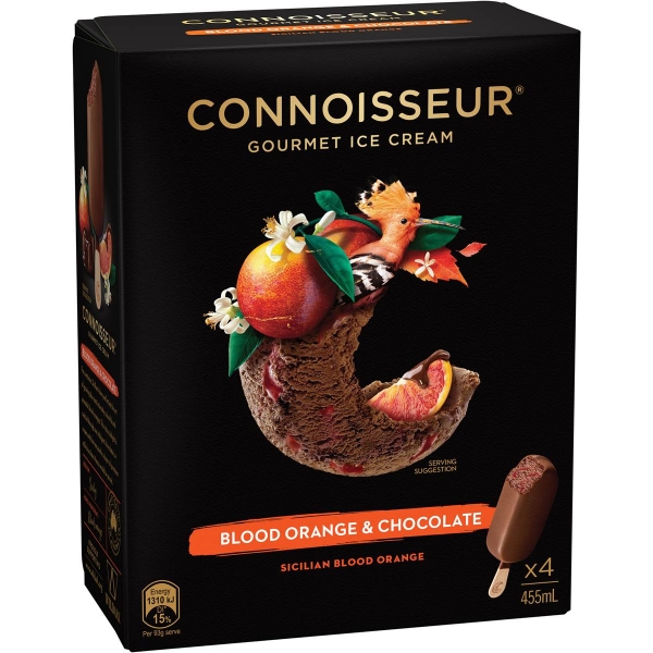 Connoisseur Ice Cream Blood Orange & Choc 4 Pack 455ml