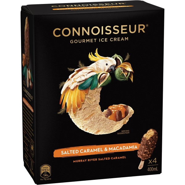 Connoisseur Ice Cream Salted Caramel & Macadamia 4 Pack 400ml