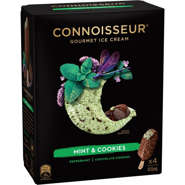 Connoisseur Ice Cream Mint & Cookies 4 Pack 455ml