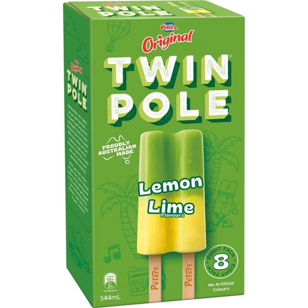 Peters Twin Pole Lemon Lime 8 Pack 544ml 