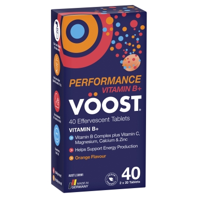 Voost Effervescent Tablets Vitamin B+ Performance Orange Flavour 40 Pack