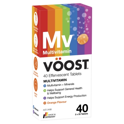 Voost Effervescent Tablets Multivitamin Orange Flavour 40 Pack