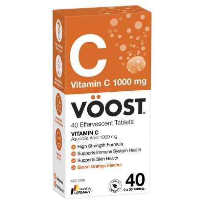 Voost Effervescent Tablets Vitamin C 1000mg Blood Orange Flavour 40 Pack