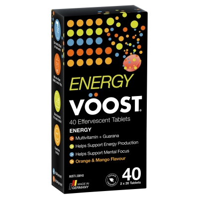 Voost Effervescent Tablets Energy Orange & Mango Flavour 40 Pack