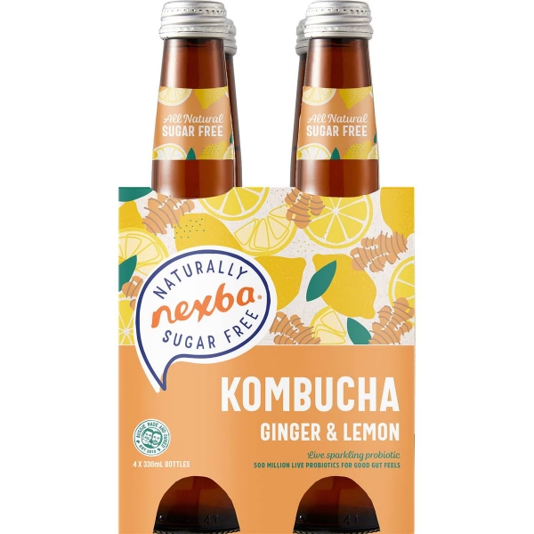 Nexba Kombucha Ginger & Lemon 4 x 330ml