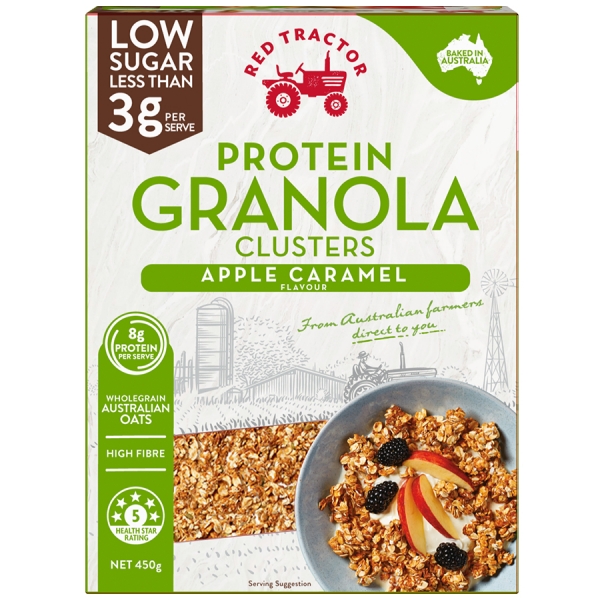 Red Tractor Protein Granola Clusters Apple Caramel 450g