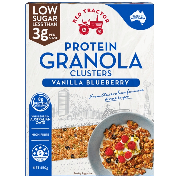 Red Tractor Protein Granola Clusters Vanilla & Blueberry 450g