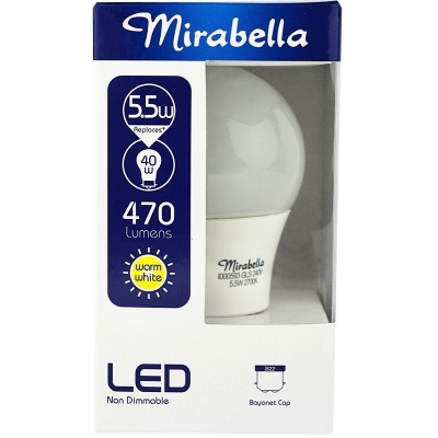 Mirabella Globe LED GLS Bayonet Cap Pearl Warm White 5.5W