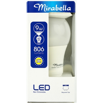 Mirabella Globe LED GLS Bayonet Cap Pearl Warm White 9W