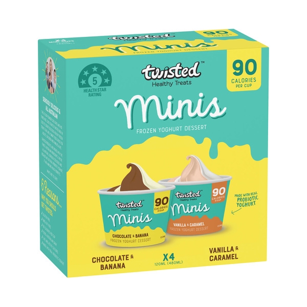 Twisted Frozen Yoghurt Minis Banana & Vanilla Caramel 4 Pack 480ml