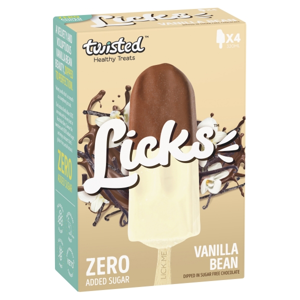 Twisted Licks Zero Added Sugar Vanilla Dipped 4 Pack 320ml