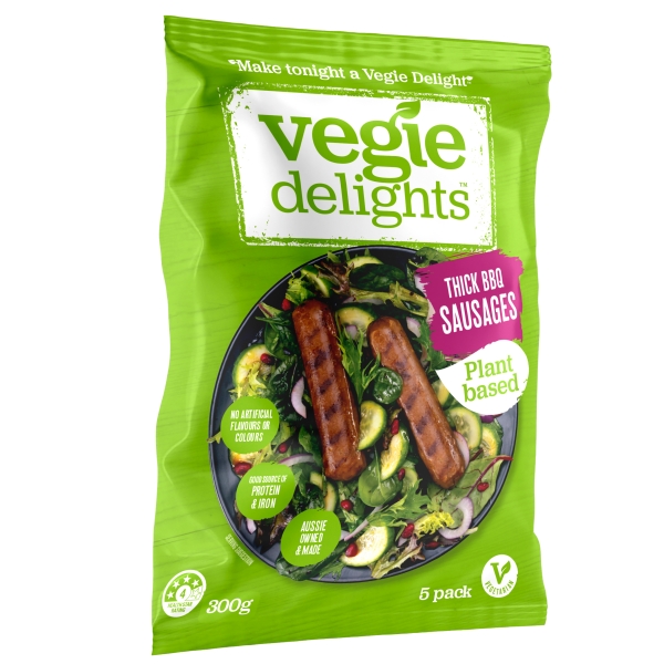 Vegie Delights Plant Based Thick BBQ Sausages 5 Pack 300g