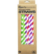 Party Moments Paper Straws Multi 50 Pack