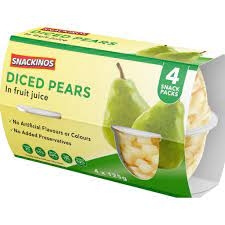 Snackinos Diced Pears In Juice 4 x 125g