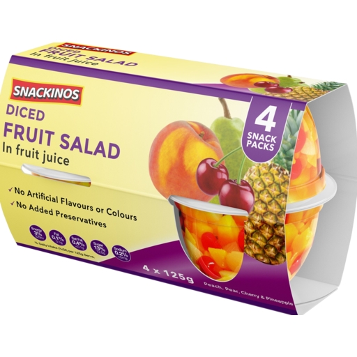 Snackinos Fruit Salad In Juice 4 x 125g