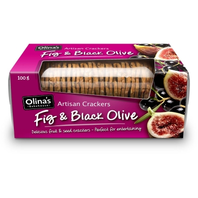 Olina's Fig & Black Olive Crackers 100g