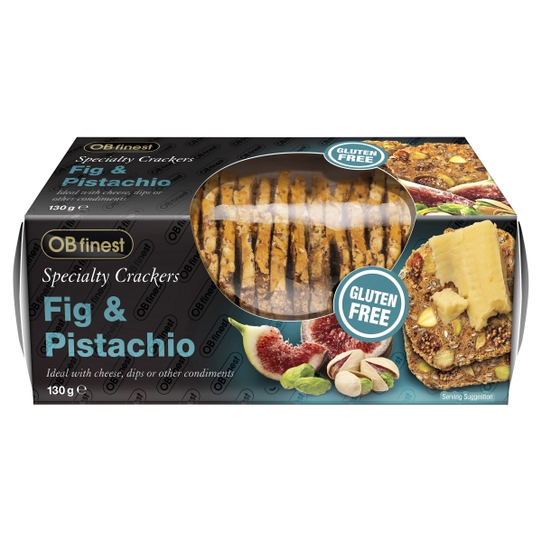 OB Finest Crackers Fig & Pistachio Gluten Free 130g