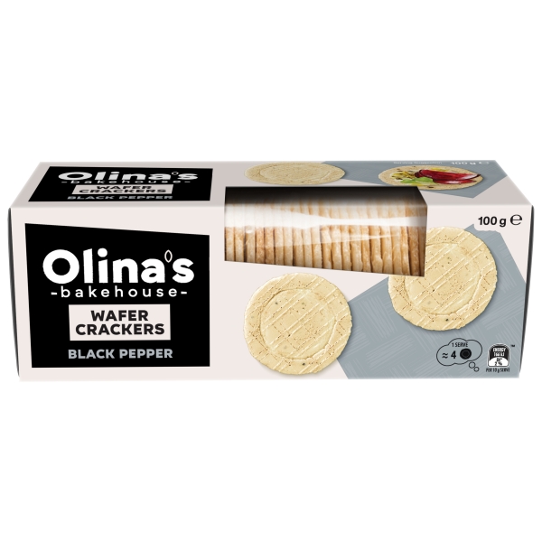 Olina's Bakehouse Wafer Crackers Black Pepper 100g