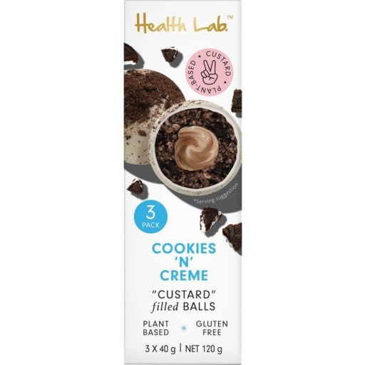 Health Lab Cookies 'N' Creme Filled Custard Balls 3 x 40g