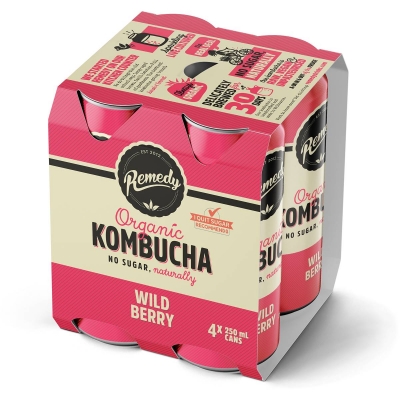 Remedy Kombucha Wild Berry 4 x 250ml