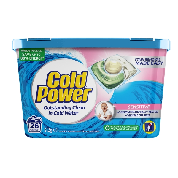 Cold Power Laundry Triple Capsules Sensitive 26 Pack