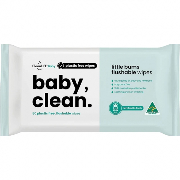 Cleanlife Baby Wipes Flushable 80 Pack