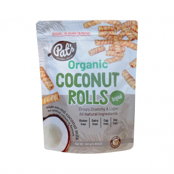 Pat's Organic Coconut Rolls Original 140g